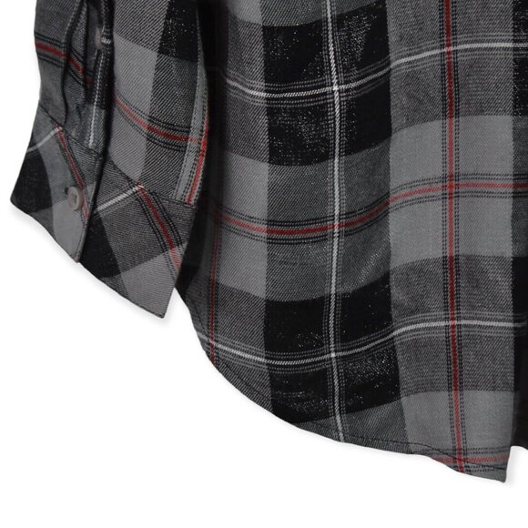 Style & Co Shirt Petite XL Womens Plaid Boyfriend Button Down Viscose Blend Tren - Picture 10 of 10